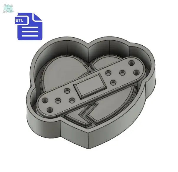Mended Broken Heart Tray Mold STL File - for 3D printing - FILE ONLY - tray included for silicone mold making - diy freshies mold - The Crafts and Glitter Shop