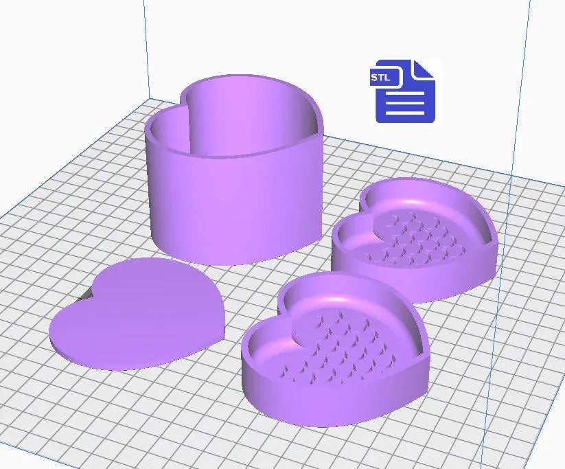 Mermaid Heart Bath Bomb Mold STL File - for 3D printing - FILE ONLY - Mermaid Bath Bomb Press Mould - 2 in 1 design comes with 4 pieces