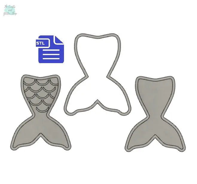 Mermaid Tail Bath Bomb Mold STL File - for 3D printing - FILE ONLY - 3 Piece Mermaid Tail Bath Bomb Press Mould - Shower Steamer Press Mold