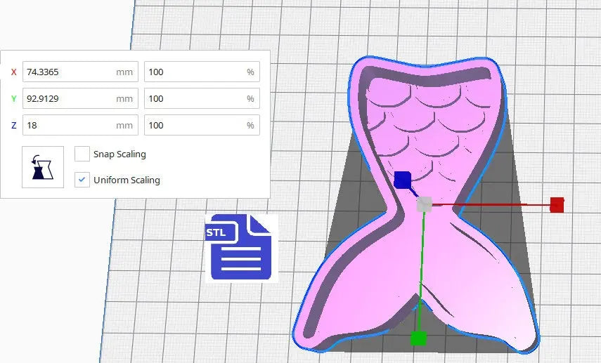 Mermaid Tail Bath Bomb Mold STL File - for 3D printing - FILE ONLY - 3 Piece Mermaid Tail Bath Bomb Press Mould - Shower Steamer Press Mold