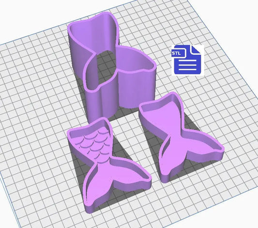 Mermaid Tail Bath Bomb Mold STL File - for 3D printing - FILE ONLY - 3 Piece Mermaid Tail Bath Bomb Press Mould - Shower Steamer Press Mold - The Crafts and Glitter Shop