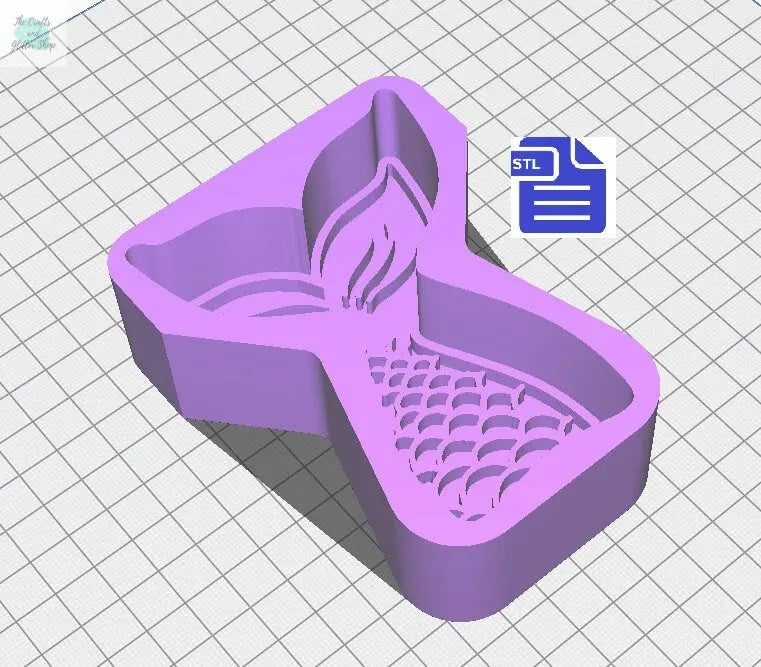 Mermaid Tail Bath Bomb Mold STL File - for 3D printing - FILE ONLY