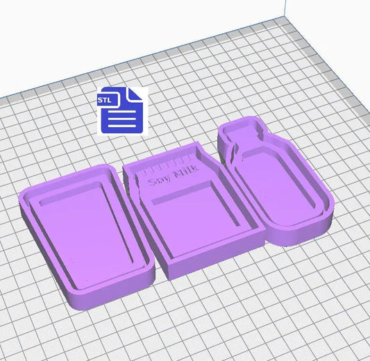 Milk Shaker Set Silicone Mold Housing STL File - for 3D printing - FILE ONLY- with individual trays for silicone mold making only - The Crafts and Glitter Shop