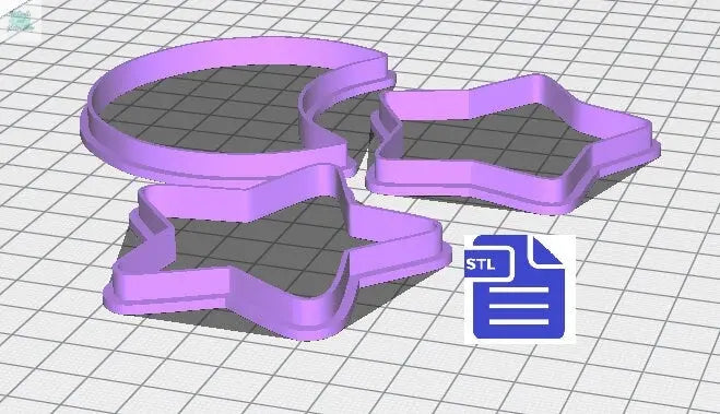 Moon & Stars Cookie Cutter STL File - for 3D printing - FILE ONLY - Digital Download