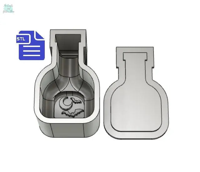 Moon Water Jar Bath Bomb Mold STL File - for 3D printing - FILE ONLY - Potion Bottle Bath Bomb Press Mould Shower Steamer