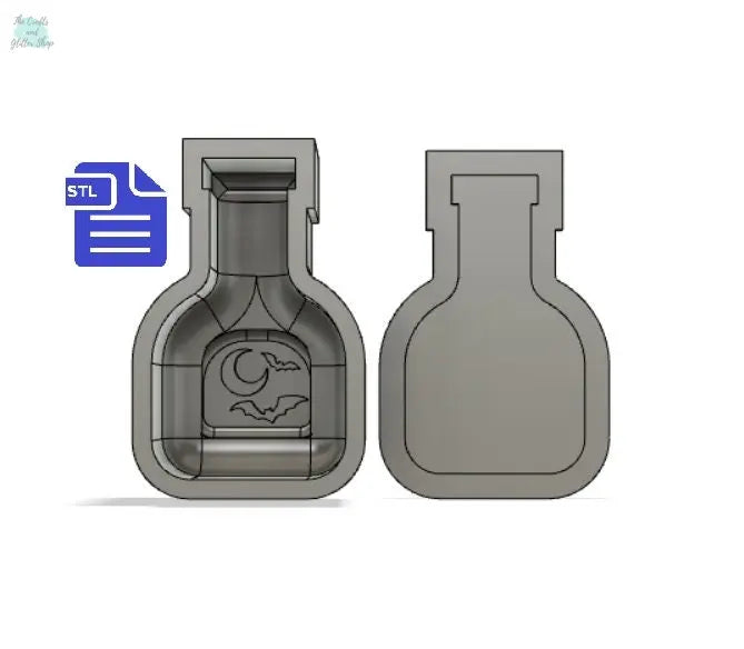 Moon Water Jar Bath Bomb Mold STL File - for 3D printing - FILE ONLY - Potion Bottle Bath Bomb Press Mould Shower Steamer
