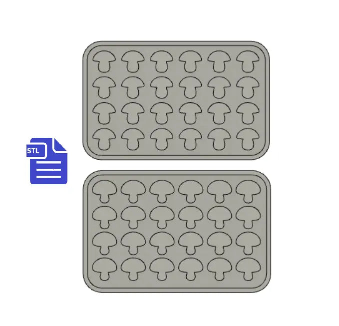 Mushroom Silicone Mold Housing STL File - for 3D printing - FILE ONLY - with tray to make your own silicone molds - The Crafts and Glitter Shop