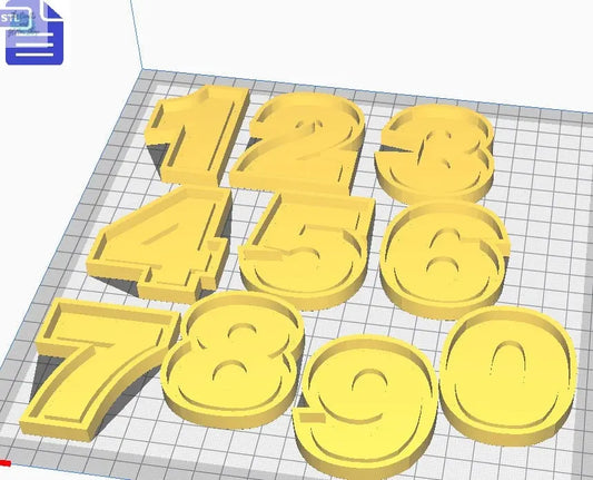 Number Silicone Mold Tray STL File - for 3D printing - FILE ONLY - Individual Numbers with tray to make silicone molds - diy freshies mold