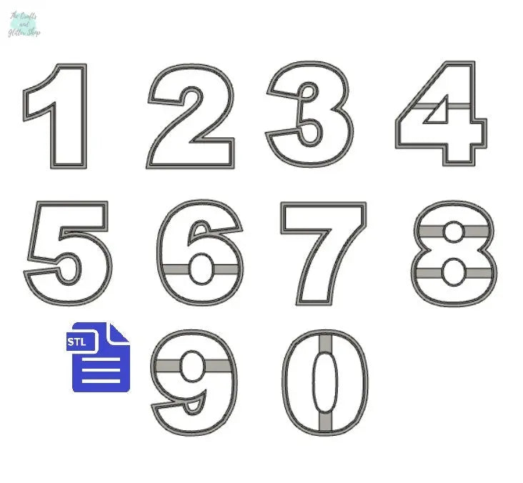 Numbers Full Set Cookie Cutter STL File - for 3D printing - FILE ONLY - Digital Download - numbers from 0 to 9 - The Crafts and Glitter Shop