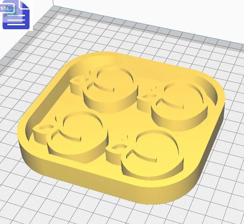 Peach Mold Tray STL File - for 3D printing - FILE ONLY - with tray for silicone mold making - diy freshies mold