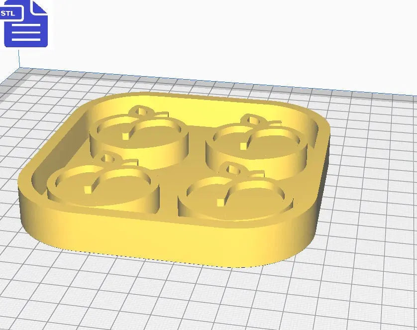 Peach Mold Tray STL File - for 3D printing - FILE ONLY - with tray for silicone mold making - diy freshies mold