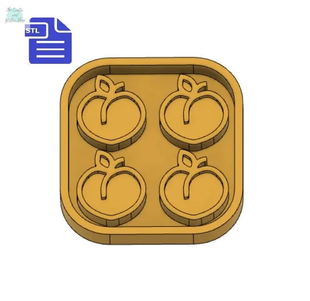 Peach Mold Tray STL File - for 3D printing - FILE ONLY - with tray for silicone mold making - diy freshies mold - The Crafts and Glitter Shop