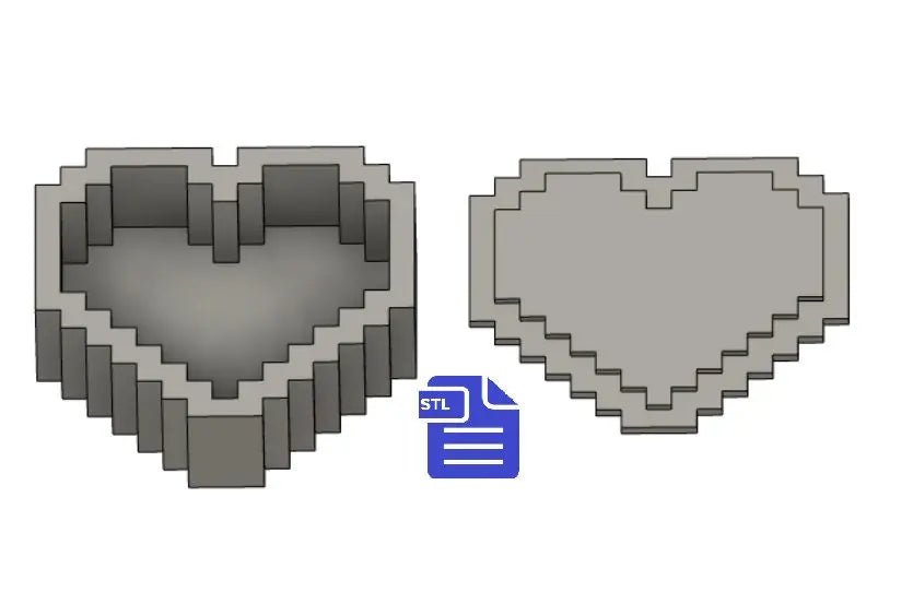 Pixel Heart Bath Bomb Mold STL File - for 3D printing - FILE ONLY - Bit Heart Trinket Dish - Shower Steamer Mould - Bath Bomb Press - Tray