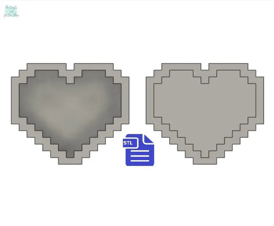 Pixel Heart Bath Bomb Mold STL File - for 3D printing - FILE ONLY - Bit Heart Trinket Dish - Shower Steamer Mould - Bath Bomb Press - Tray - The Crafts and Glitter Shop