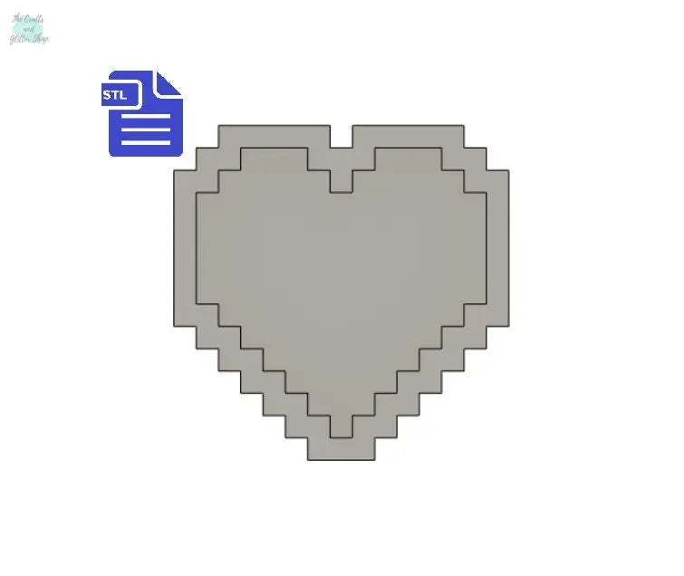 Pixel Heart Shaker STL File - for 3D printing - FILE ONLY - The Crafts and Glitter Shop