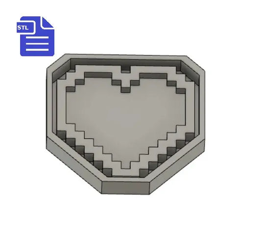 Pixel Heart Shaker STL File - for 3D printing - FILE ONLY - includes tray to make your own silicone mold - diy freshies mold