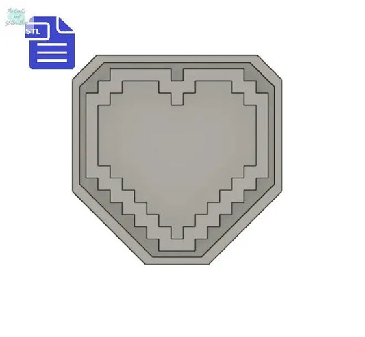 Pixel Heart Shaker STL File - for 3D printing - FILE ONLY - includes tray to make your own silicone mold - diy freshies mold - The Crafts and Glitter Shop