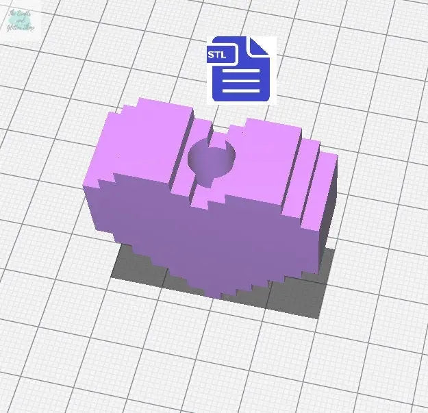 Pixel Heart Straw Topper STL File - for 3D printing - FILE ONLY - Instant Digital Download
