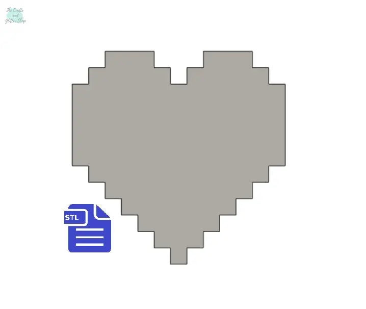 Pixel Heart Straw Topper STL File - for 3D printing - FILE ONLY - Instant Digital Download - The Crafts and Glitter Shop