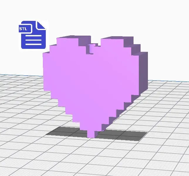 Pixel Heart Straw Topper STL File - for 3D printing - FILE ONLY - Instant Digital Download