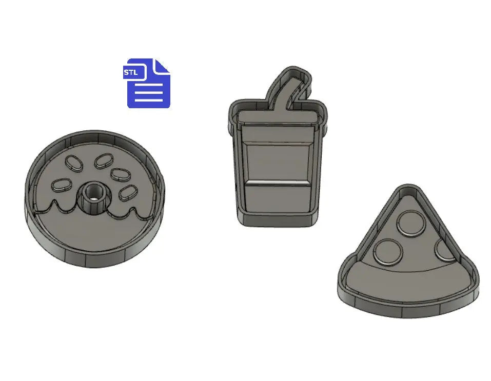 Pizza Donut Straw Cup STL File - for 3D printing - FILE ONLY - Junk Food with tray to make silicone molds - diy freshies mold