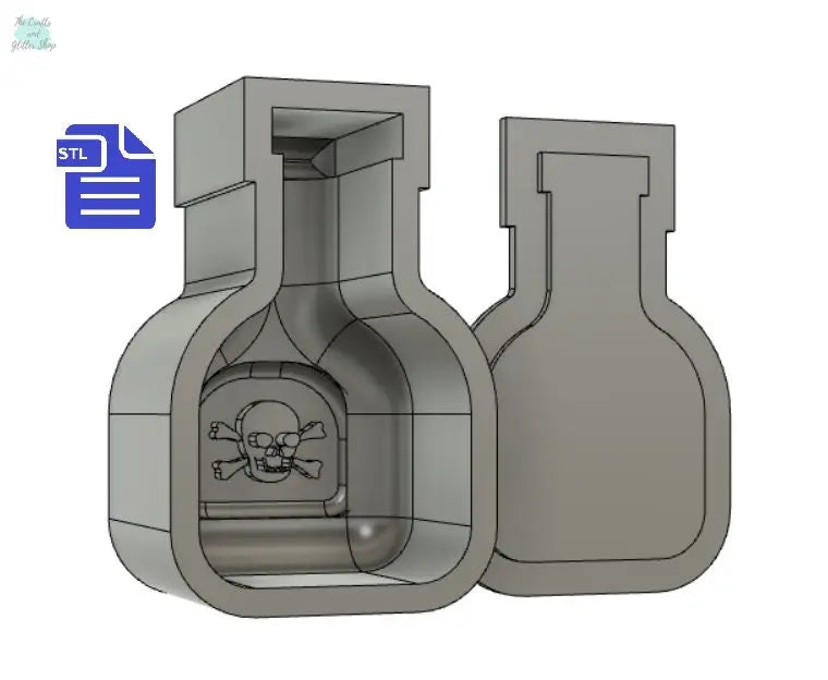 Poison Bottle Bath Bomb Mold STL File - for 3D printing - FILE ONLY - Poison Potion Jar Bath Bomb Press Mould Shower Steamer - The Crafts and Glitter Shop