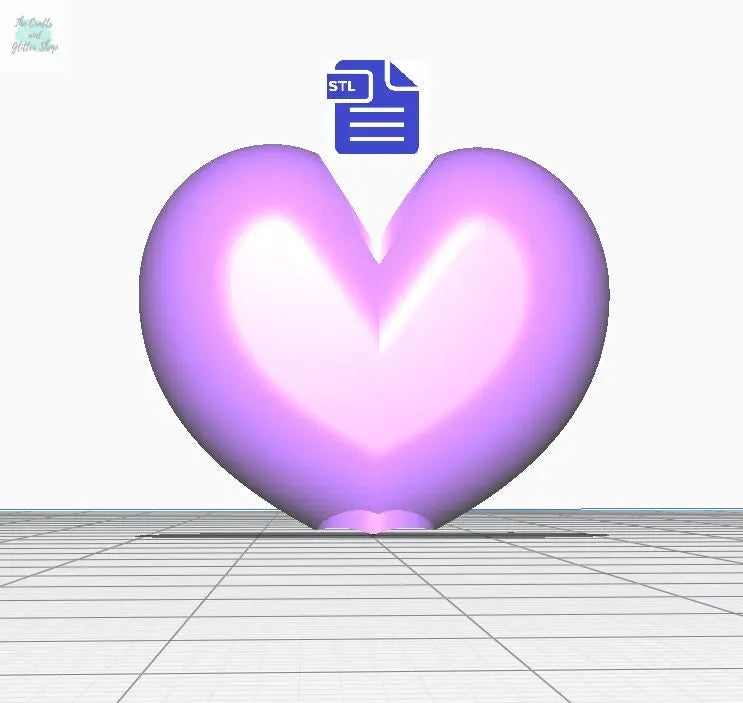 Puffy Heart Straw Topper STL File - for 3D printing - FILE ONLY - Instant Digital Download - The Crafts and Glitter Shop