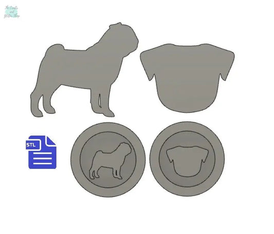Pug STL File - for 3D printing - FILE ONLY - The Crafts and Glitter Shop