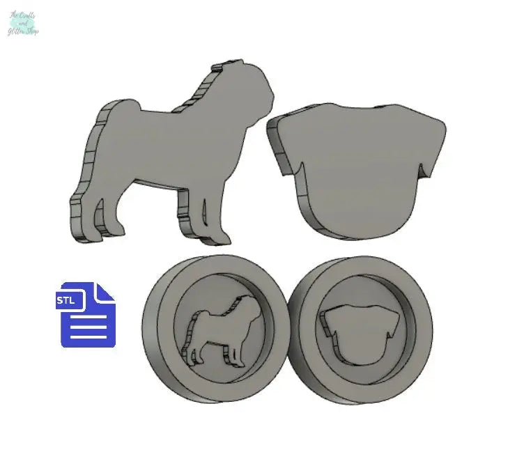 Pug STL File - for 3D printing - FILE ONLY - The Crafts and Glitter Shop