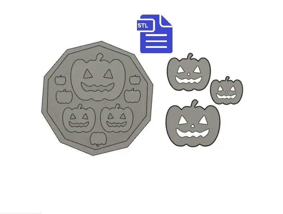 Pumpkins set STL File - for 3D printing - FILE ONLY - includes design with tray to make silicone molds - diy freshies mold - The Crafts and Glitter Shop