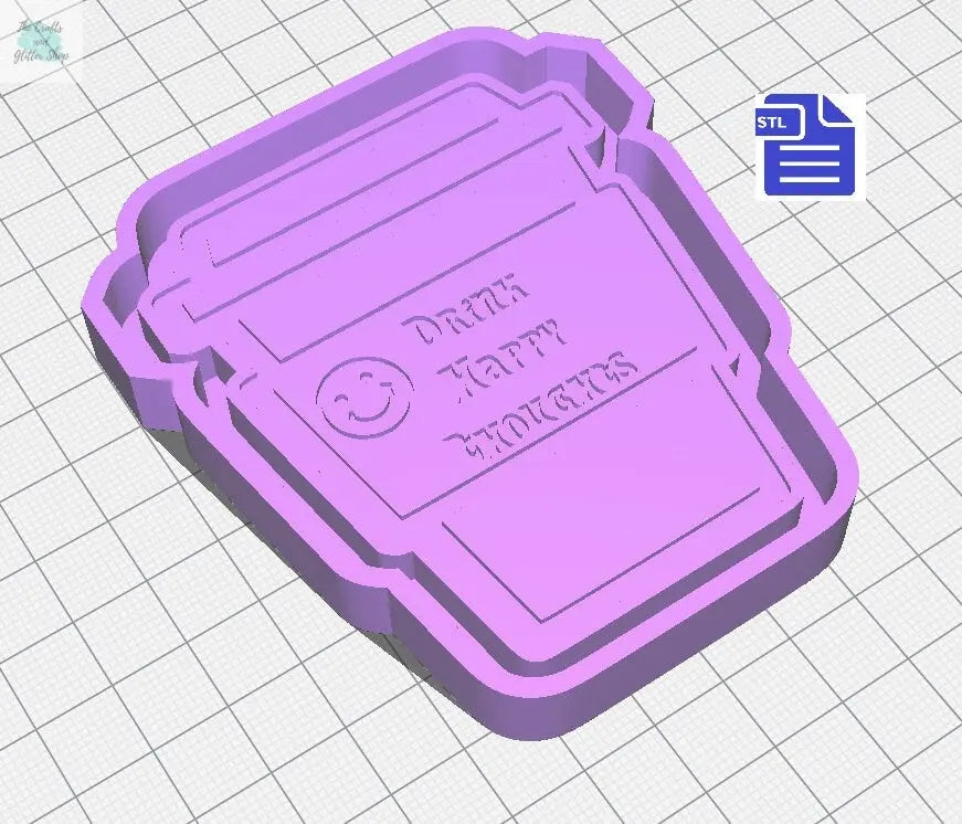 Quirky Coffee Cups Silicone Mold Housing STL File - for 3D printing - FILE ONLY - with tray to make your own silicone molds - The Crafts and Glitter Shop