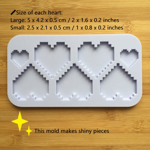 2" Pixel Hearts Silicone Mold