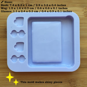 3" Book Shaker with bits Silicone Mold