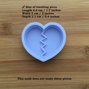 2" Broken Heart Silicone Mold