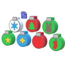 Load image into Gallery viewer, 3pc 7in1 Christmas Bauble Bath Bomb Mold STL File - for 3D printing - FILE ONLY - 3 part Xmas Ornament Manual Hand Press Mould - 7 designs