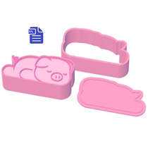 Load image into Gallery viewer, 3pc Sleepy Piglet Bath Bomb Mold STL File - for 3D printing - FILE ONLY