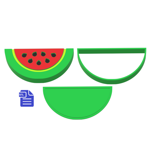 3pc Watermelon Bath Bomb Mold STL File - for 3D printing - FILE ONLY