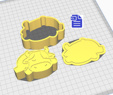 Load image into Gallery viewer, 3pc Sleepy Cow Bath Bomb Mold STL File - for 3D printing - FILE ONLY