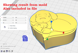 3pc Sleepy Puppy Bath Bomb Mold STL File - for 3D printing - FILE ONLY