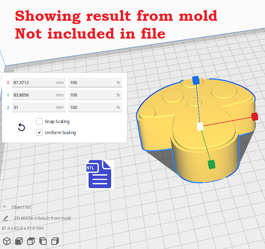 1pc Mushroom Bath Bomb Mold STL File - for 3D printing - FILE ONLY