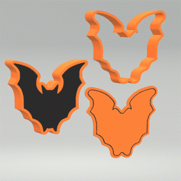 3pc Bat Bath Bomb Mold STL File - for 3D printing - FILE ONLY - 3 piece Bat Push Mold for bath bombs shower steamers solid shampoo fizzers