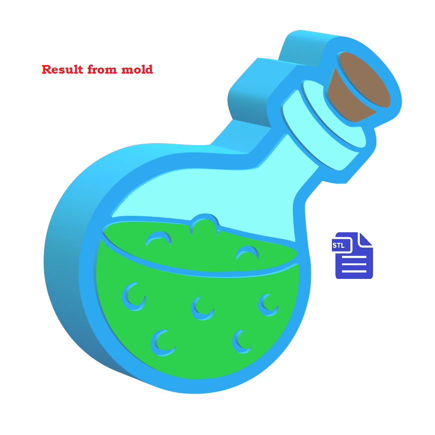 1pc Potion Bath Bomb Mold STL File - for 3D printing - FILE ONLY - 1 piece Potion Jar Mould for bath bombs solid shampoo bubble bar fizzers