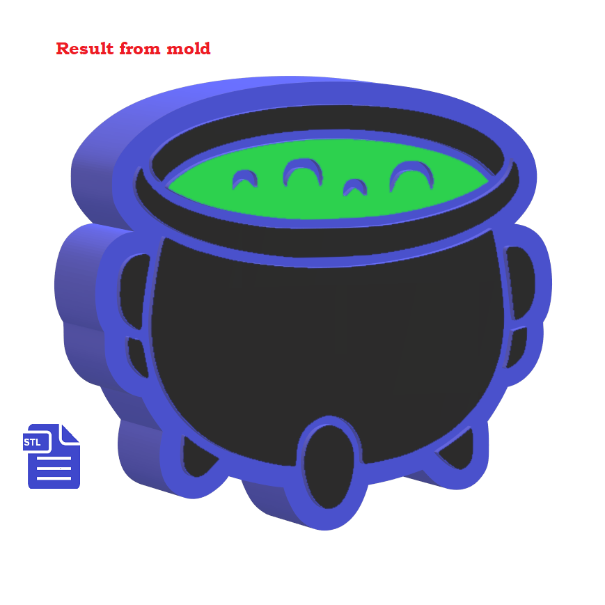 1pc Cauldron Bath Bomb Mold STL File - FILE ONLY for 3D printing your own molds for bath bombs solid shampoo shower steamers fizzers fizzies