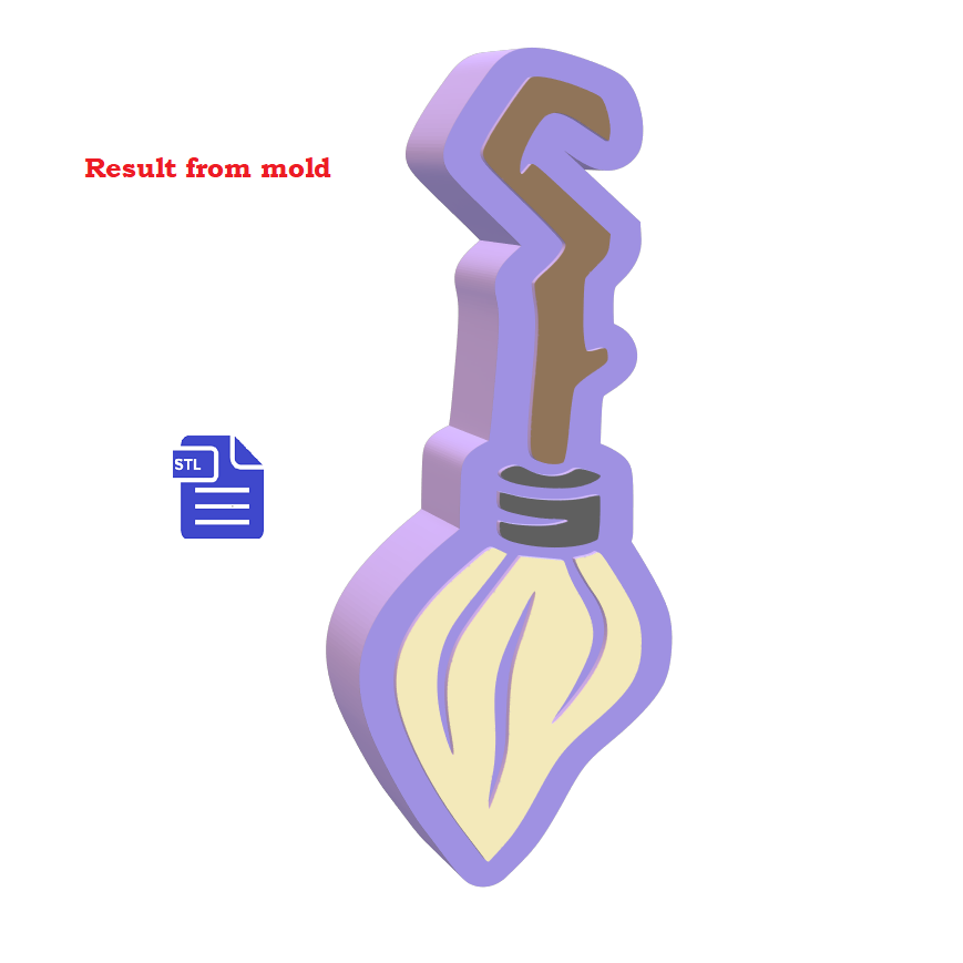 1pc Broom Bath Bomb Mold STL File - model for 3D printing - FILE ONLY to print your own mold for bath bombs solid shampoo shower steamers