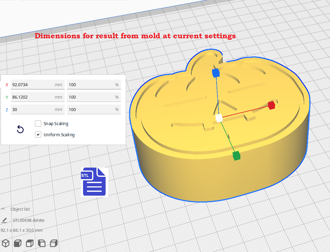 1pc Pumpkin Bath Bomb Mold STL File - for 3D printing - FILE ONLY