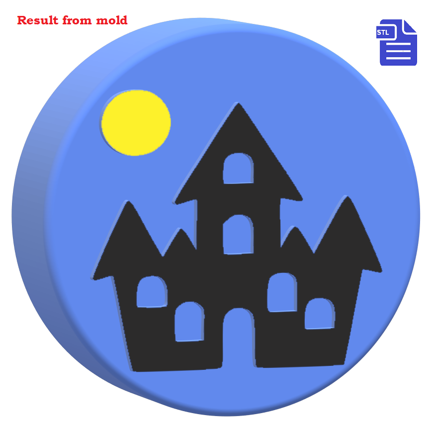 1pc Haunted House Bath Bomb Mold STL File - for 3D printing - FILE ONLY