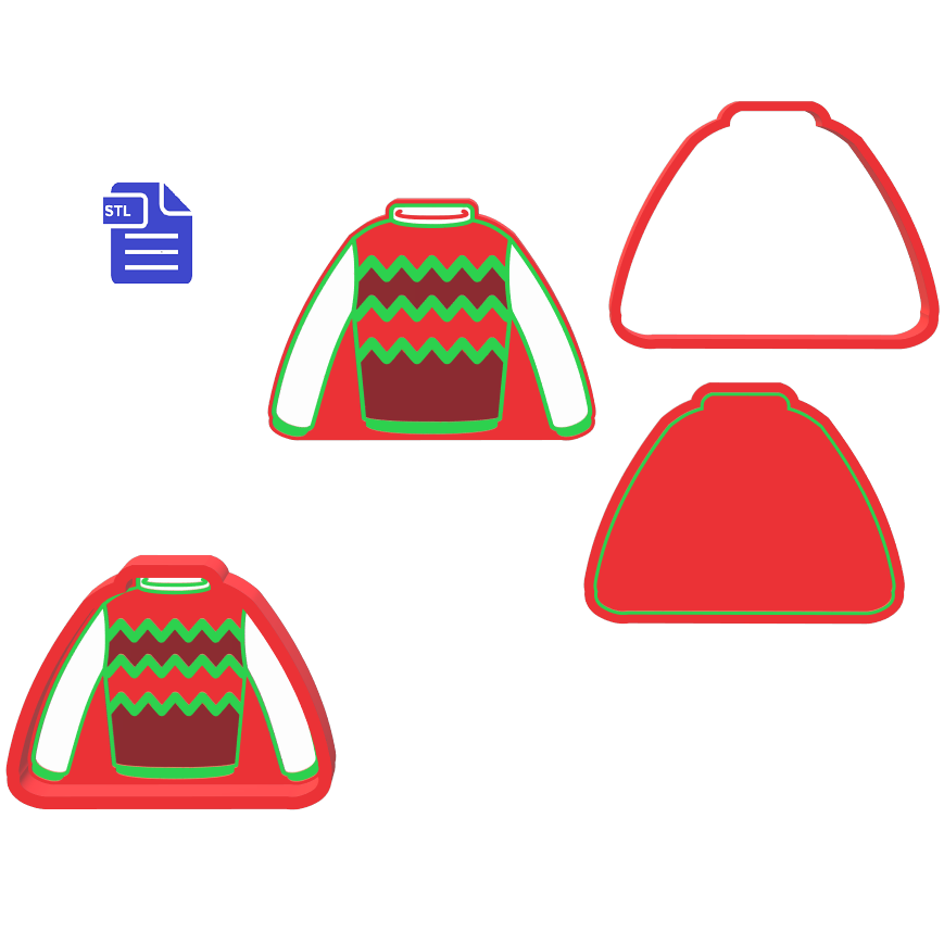 Ugly Christmas Sweater Bath Bomb Mold STL File - for 3D printing - FILE ONLY