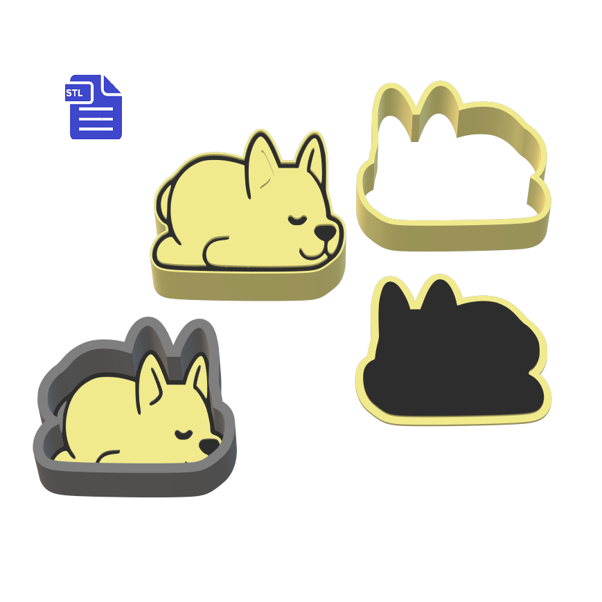 1pc & 3pc Sleeping Dog Bath Bomb mold STL File - for 3D printing - FILE ONLY - mold for bath bombs solid shampoo shower steamers