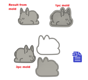 1pc & 3pc Sleeping Dog Bath Bomb mold STL File - for 3D printing - FILE ONLY - mold for bath bombs solid shampoo shower steamers
