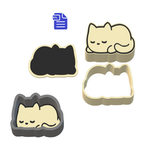Load image into Gallery viewer, 1pc &amp; 3pc Sleepy Kitty Bath Bomb Mold STL File - for 3D printing - FILE ONLY - manual hand press mold for bath bombs solid shampoo bars